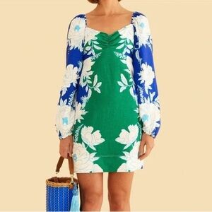 NWT Farm Rio Soft Garden Linen Long Sleeve Mini Dress size XS